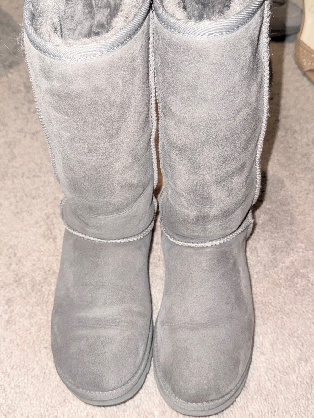 UGG Light Gray Suede Tall Boots